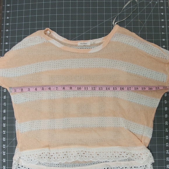 Sweater Shirt Top Thin Knit Pink White - Picture 3 of 3